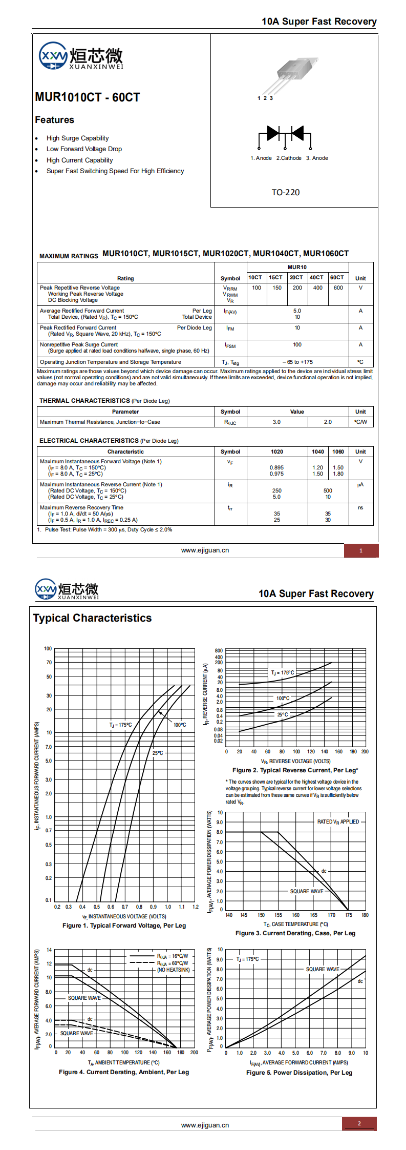 MUR1060CT快恢復(fù)二極管