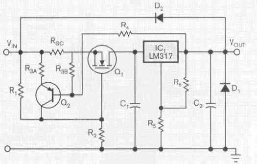 用場效應(yīng)管進行過流保護的電路圖